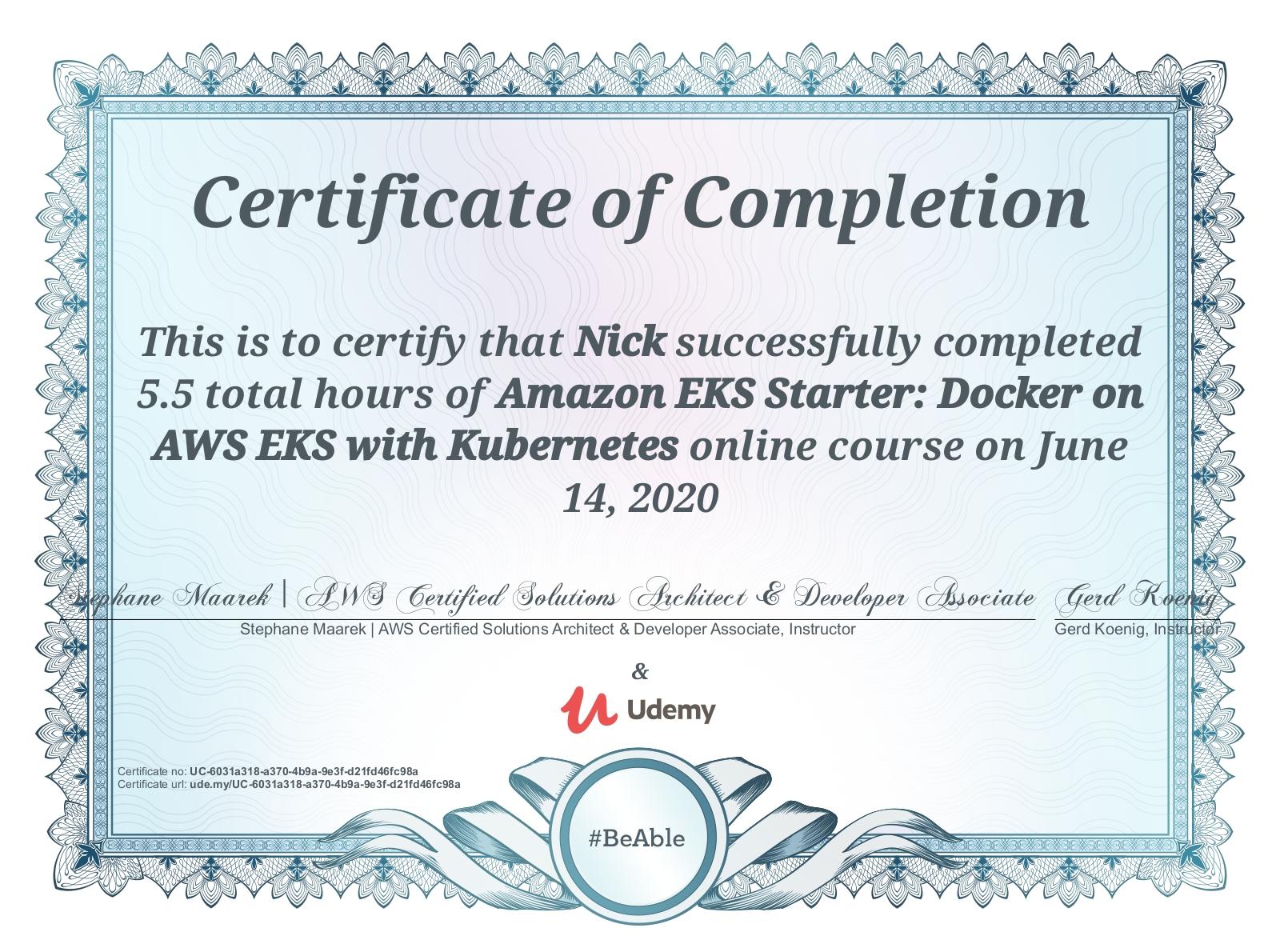 Amazon EKS Starter- Docker on AWS EKS with Kubernetes